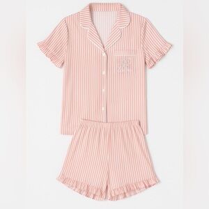Scripture Pink Striped Pajama Set with Ruffled Shorts - Video Devo Included!